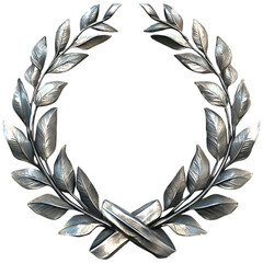 Wall Mural - Silver laurel wreath on transparent background, symbolizing victory and honor for awards themes