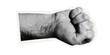 © Keisi_illustrator - Trendy halftone collage element hand fist male protest. Element cut out hand in fist as a sign of strength. Retro punk design for poster social media banner, flyer