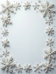 Aufkleber - Silver snowflake frame on pastel gray with Christmas and winter themes in a flat lay top view style concept.