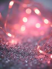 Poster - Silver and pink glitter lights create a vintage and visually interesting background with a slightly blurry effect.
