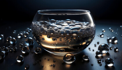 Poster - Rich bubbly liquid on a dark surface creates a striking contrast effect visually. _1(503)