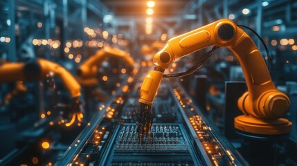 Poster - A Robotic Arm on an Assembly Line in a Factory Setting
