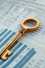 Poster - Golden Key on Financial Report with Data Analysis