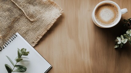 Poster - Minimalist Desk Setup with Plant and Coffee Mug