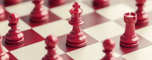 Poster - Digital Chess Pieces in Blockchain Style