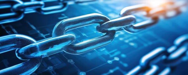 Poster - Digital Blockchain Link with Technology Background