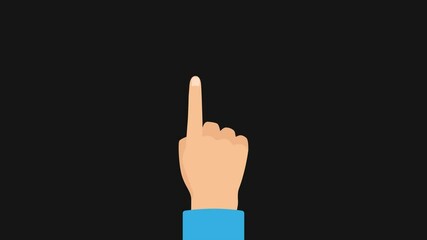 Hand clicking gesture animation with single and double click on screen