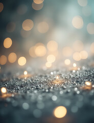 Aufkleber - Glittery lights in a vintage setting with an abstract silver and white color scheme creating a soft and slightly blurred effect.