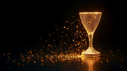 Poster - Glittering award is a striking visual element for abstract particles on a dark background.
