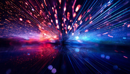 Poster - Glitter lights in shades of blue, red, purple, and black create a visually striking yet som_1(290)