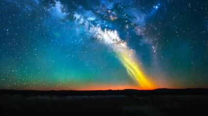 Wall Mural - a beautiful night sky with a large milky way. the sky is filled with stars and the moon is visible. 