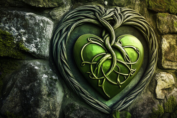 Wall Mural - Celtic heart love romance green heart