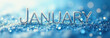 © Slepitssskaya - Minimalist January banner against a vibrant blue background, with scattered gold accents symbolizing a fresh start to the new year. The design is clean and uplifting, evoking renewal