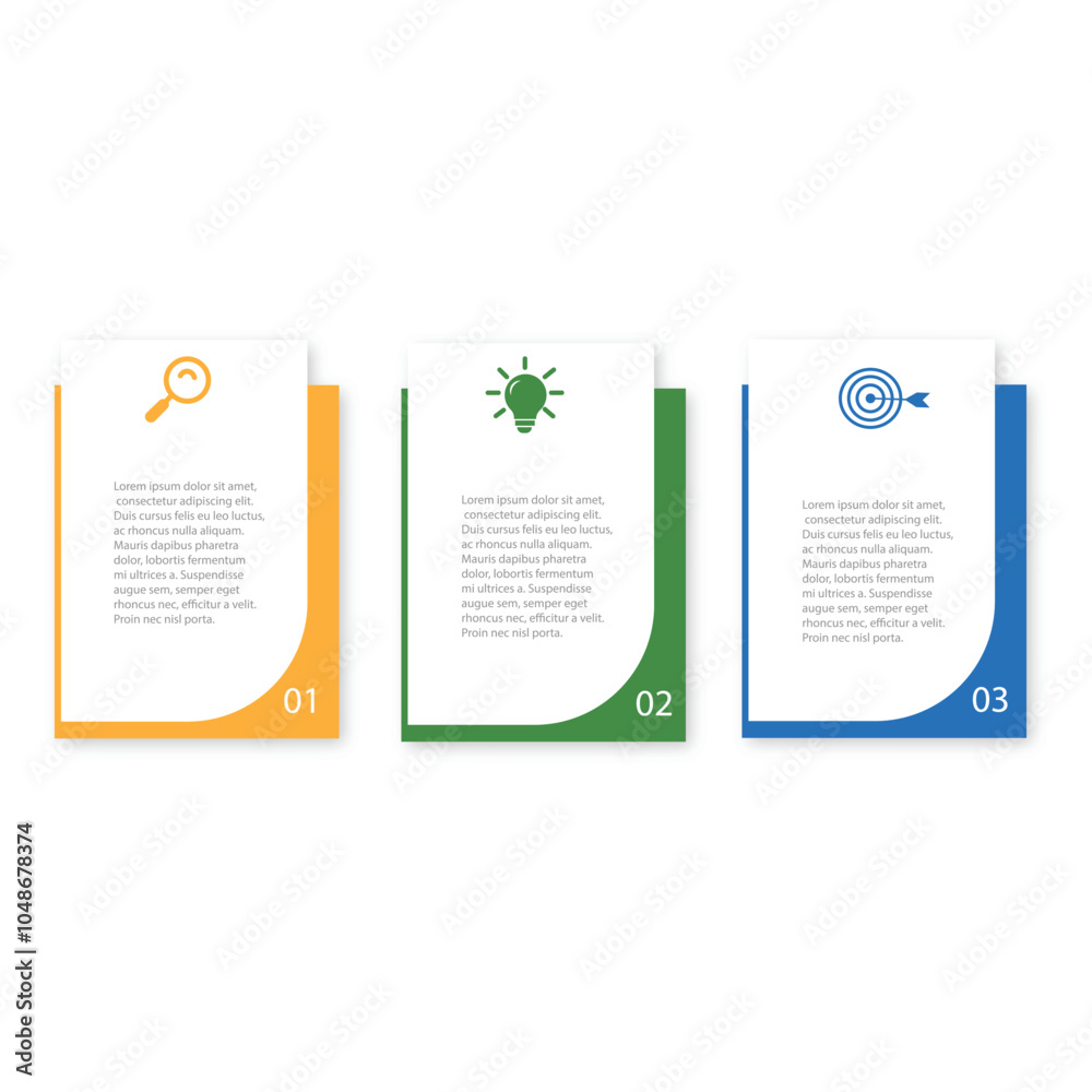 Design template infographic vector element with 3 step process or ...