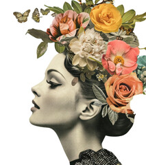 Wall Mural - retro woman flower photography graphics.