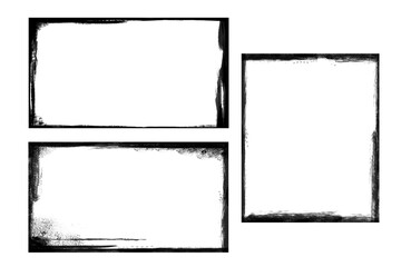 Wall Mural - Grunge style abstract frames kit black and white on white background universal