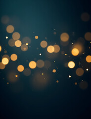 Aufkleber - Abstract gold bokeh lights on dark blue background with festive celebration holiday graphics and Christmas New Year themes in a bohemian style.