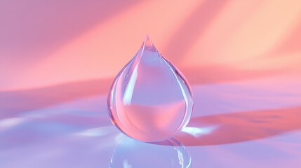 Aufkleber - Crystal-clear water droplet with a soft background glow, symbolizing the elegance of nature.