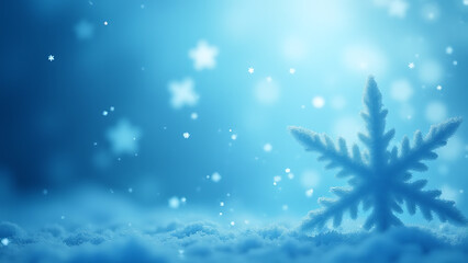 Aufkleber - A blue Christmas background features delicate snowflakes in a frosty winter wonderland atmosphere.