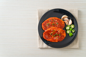 Wall Mural - pork Korean marinated or fresh pork raw marinated with Korean spicy paste