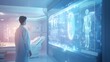© Natcharat - A doctor in a futuristic clinic uses AI-generated holographic projections to visualize and diagnose patient conditions, rendered in 8k