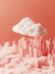 Poster - Abstract Cloud Structures Over Digital City Landscape