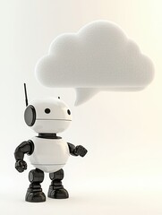Poster - Cute Robot Interacting with Virtual Cloud Network