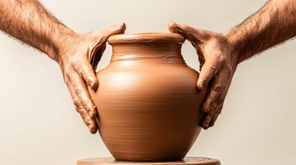 Potter Shaping Clay on Wheel