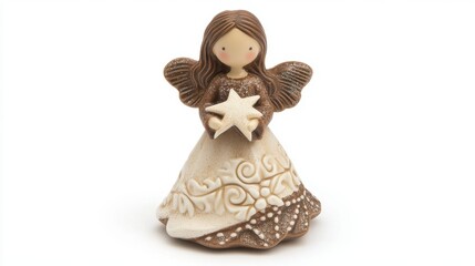 Wall Mural - Charming Angel Figurine Holding Star for Christmas Decor