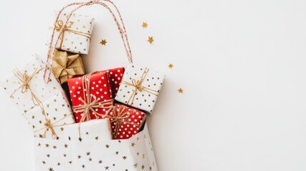 Wall Mural - Colorful Gift Bag Filled with Presents for Holiday Cheer