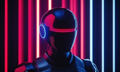 Futuristic robot in a dramatic lighting setup