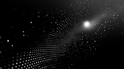 Aufkleber - Abstract background with white dots swirling in a dark space with a bright light at the end.