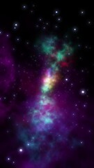space with nebula and stars walk through animation, night sky shiny stars and clouds, science and me