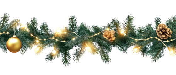 Wall Mural - png christmas garland decoration branches conifer.