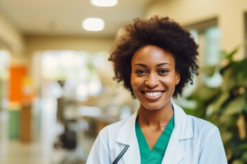 Portrait of a smiling female African American medical physician