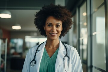 Portrait of a smiling female African American medical physician