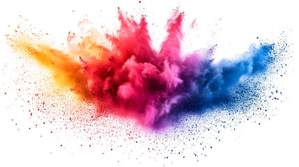 Wall Mural - Holi colorful powder explosion, isolated on white background