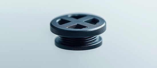 Close-up of a black screw with a cross-shaped head and a threaded shaft.