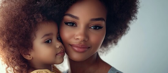 Aufkleber - Mother daughter bond Joyful Afro woman embracing her young girl gazing at her child with affection and tenderness. with copy space image. Place for adding text or design
