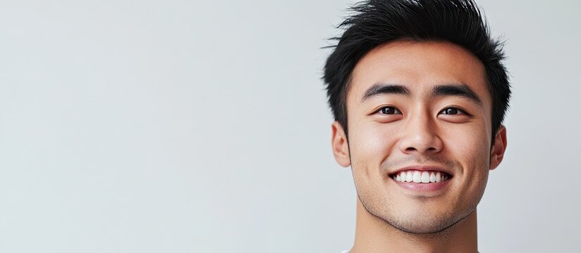Smiling Asian male. with copy space image. Place for adding text or design