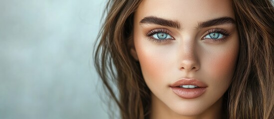 Poster - Young trendy woman posing in close up. with copy space image. Place for adding text or design