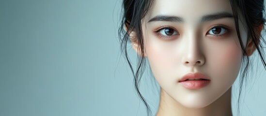 Poster - Natural beauty portrait of a young Asian female. with copy space image. Place for adding text or design