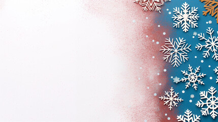 Poster - Snowflakes on colorful background with decorative elements for winter celebration