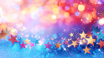 Poster - Stars with bokeh background sparkling in vibrant colors and shining lights