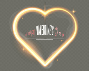 Poster - A heart-shaped golden light with shimmering flashes on a transparent background. Perfect for holiday cards, banners, invitations, or romantic designs.