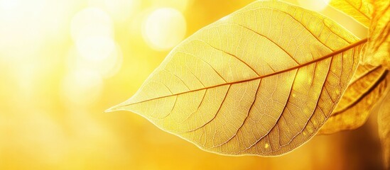 Fototapete - Abstract yellow leaf vein with a blurry appearance. with copy space image. Place for adding text or design