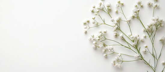 Poster - Lovely gypsophila flowers on a white background. with copy space image. Place for adding text or design