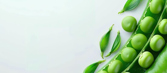 Aufkleber - Close up of green peas Fresh green pea in the pod set against a white background Pea with copyspace for text