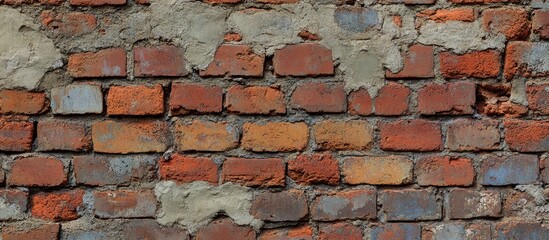 Aufkleber - Close up of a texture fragment from the surface of an ancient brick fortress wall without plaster Historic brickwork. with copy space image. Place for adding text or design