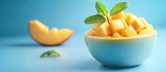 Aufkleber - Mango and custard dessert. with copy space image. Place for adding text or design
